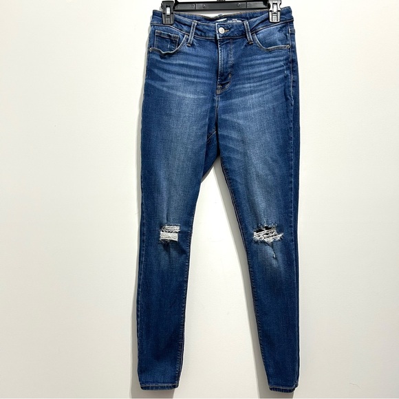 Old Navy Women’s Rockstar Supper Skinny High Rise Blue Distressed Jeans - Picture 1 of 9